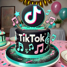 2 tiers cake with TikTok Cake topper